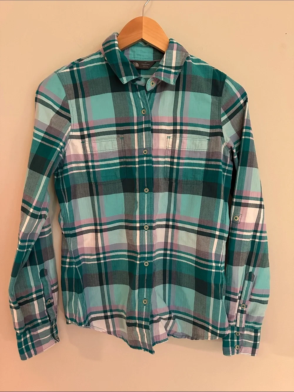Women’s The North Face Herringbone Check Plaid Button Down Flannel Shirt